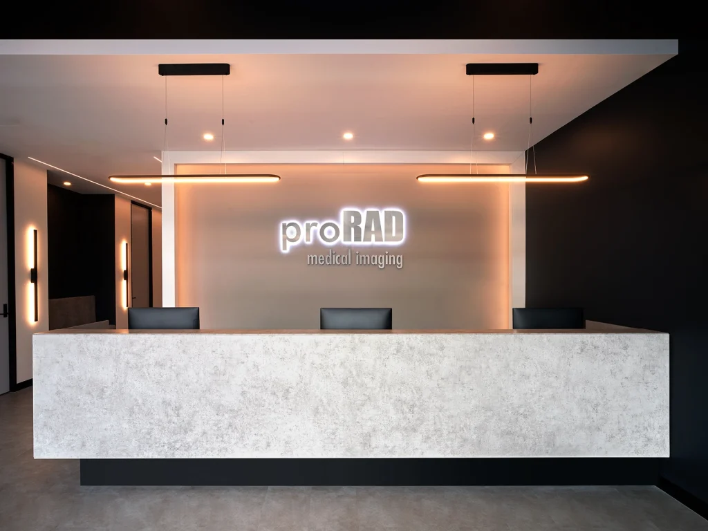 Reception radiology fitout at proRAD